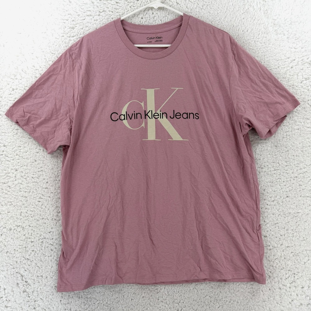 Calvin Klein Jeans Shirt Mens XL Purple CK Logo Graphic Tee T-Shirt Y2K NWT